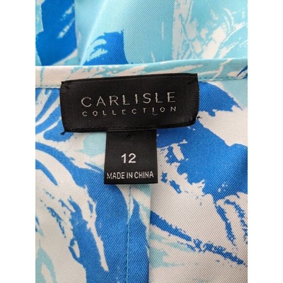 Carlisle Collection Top Women's 12 100% Silk Blue Designer Blouse Sash NEW - Picture 2 of 16